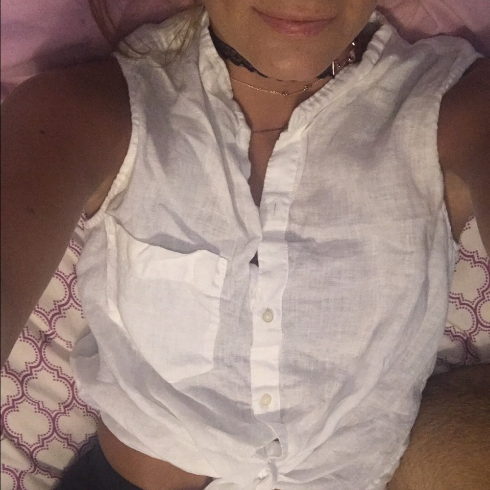 Button down tie tank top